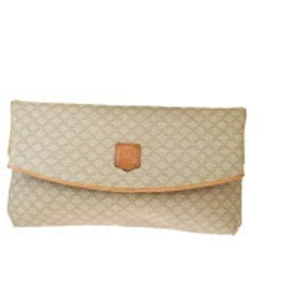 Celine Macadam Leather Clutch Bag Beige
